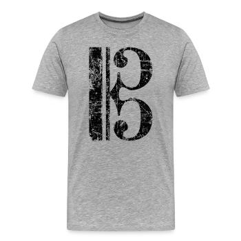 Viola Key, ténor clef, clef d'alto - T-shirt bio Premium Homme - gris chiné - Devant - Damien (186cm)