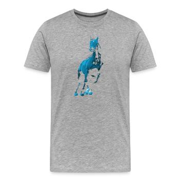 Pferd - Männer Premium Bio T-Shirt - Grau meliert - Vorne - Damien (186cm)