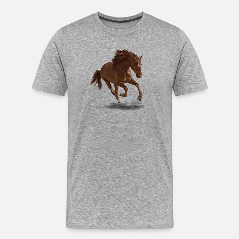 Pferd - Männer Premium Bio T-Shirt - Grau meliert