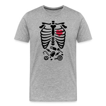 Scary Halloween X-Ray costume candy - Men's Premium Organic T-Shirt - heather grey - Front - Damien (186cm)