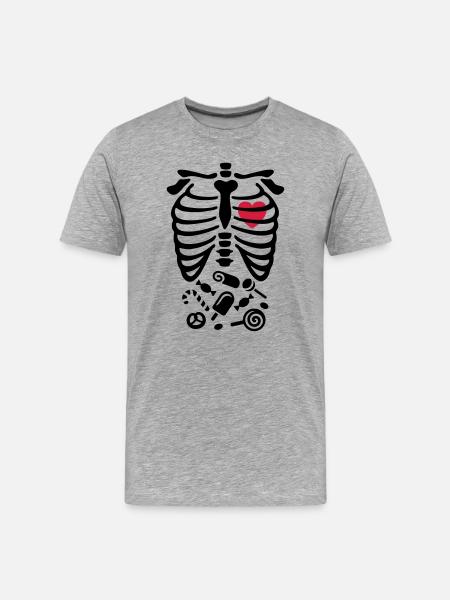 Halloween-Röntgenstrahl-Kostüm Süßigkeiten - Männer Premium Bio T-Shirt - Grau meliert