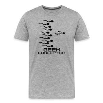 Geek Conception - T-shirt bio Premium Homme - gris chiné - Devant - Damien (186cm)