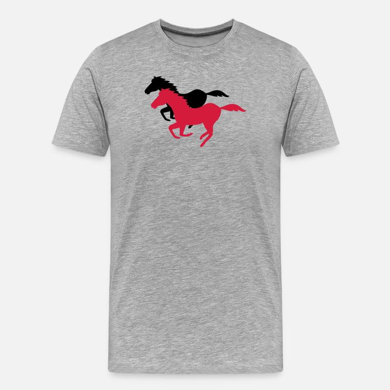 galopp pferderennen - Männer Premium Bio T-Shirt - Grau meliert