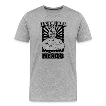 Wrestling Mexico Black - Men's Premium Organic T-Shirt - heather grey - Front - Damien (186cm)