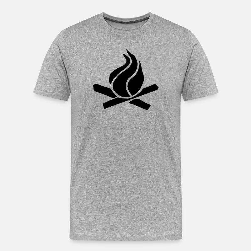 flamme holz grill - Männer Premium Bio T-Shirt - Grau meliert