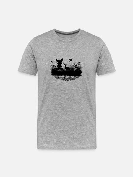 Little fairy with deer at night - Men's Premium Organic T-Shirt - heather grey