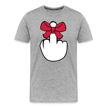 wichser mittelfinger zeigen beleidigen fick dich f - Männer Premium Bio T-Shirt - Grau meliert - Vorne - Damien (186cm)