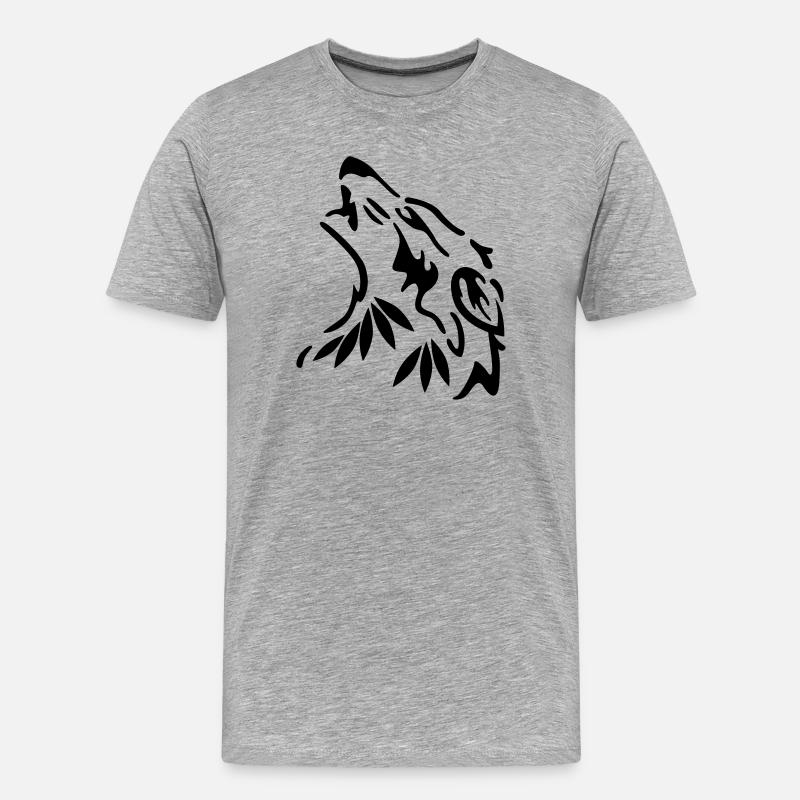 wolf - Männer Premium Bio T-Shirt - Grau meliert