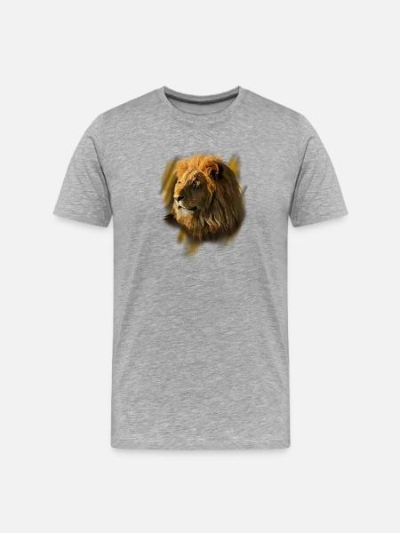 Lion - Men's Premium Organic T-Shirt - heather grey