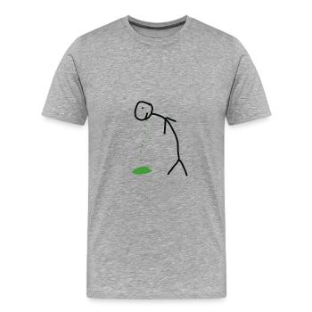 Puking stick figure - Men's Premium Organic T-Shirt - heather grey - Front - Damien (186cm)