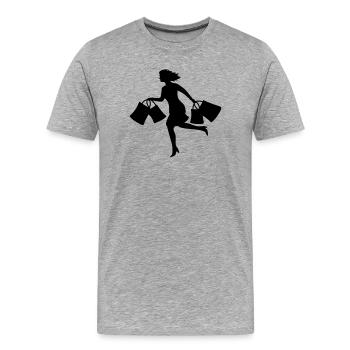 women shopping - Men's Premium Organic T-Shirt - heather grey - Front - Damien (186cm)