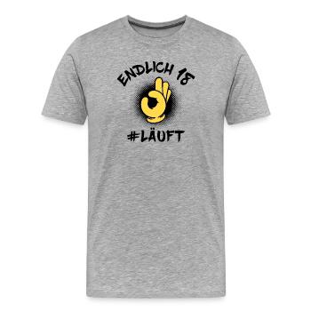 18. Geburtstag Achtzehn Jahre Volljährig Spruch - Männer Premium Bio T-Shirt - Grau meliert - Vorne - Damien (186cm)