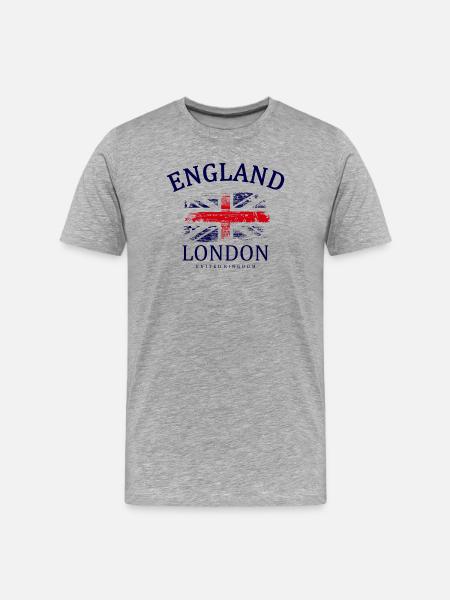 Distressed Union Jack London Emblem - Men's Premium Organic T-Shirt - heather grey