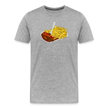 Currywurst with fries - Men's Premium Organic T-Shirt - heather grey - Front - Damien (186cm)