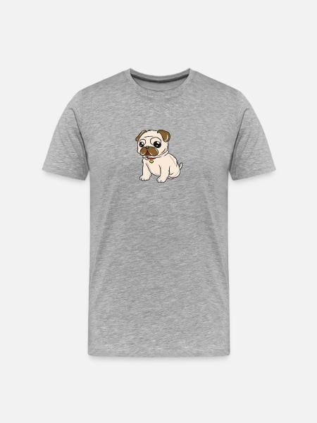Dog pug - Men's Premium Organic T-Shirt - heather grey