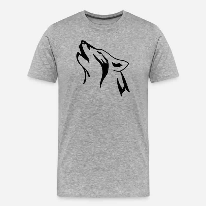 wolfkopf - Männer Premium Bio T-Shirt - Grau meliert