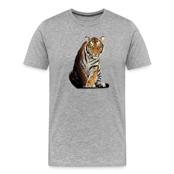tiger - Men's Premium Organic T-Shirt - heather grey - Front - Damien (186cm)