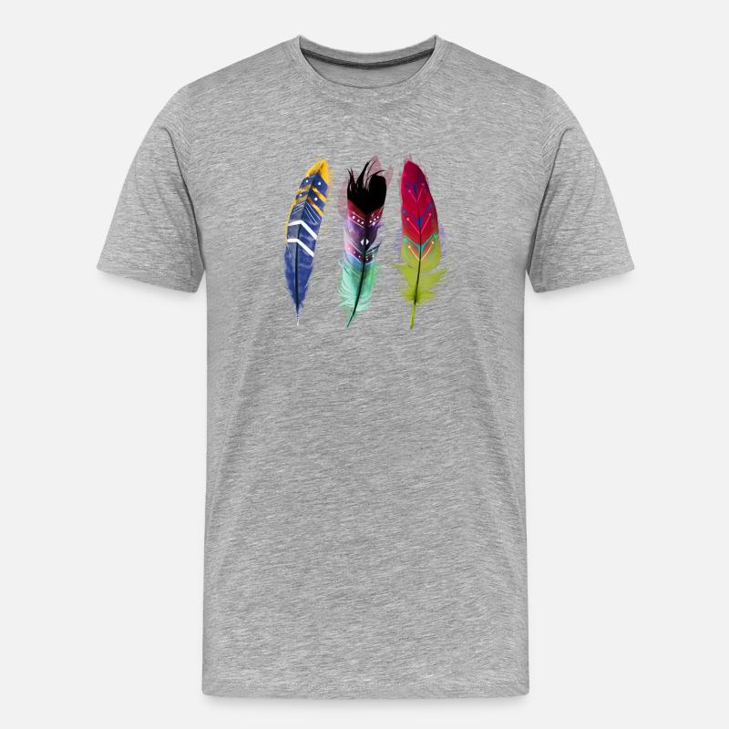 Bunte Federkunst Trio - Männer Premium Bio T-Shirt - Grau meliert