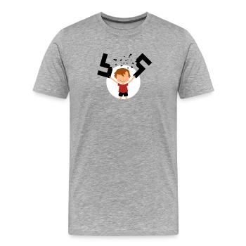 Arrêter le nazisme Fuck Nazis Antifa Garçon - T-shirt bio Premium Homme - gris chiné - Devant - Damien (186cm)