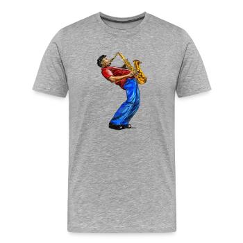 Saksofonist - Men's Premium Organic T-Shirt - heather grey - Front - Damien (186cm)