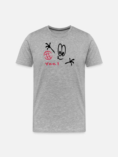 Handball, Comic, Sport - Männer Premium Bio T-Shirt - Grau meliert