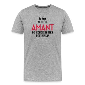 Amant / Maîtresse / Sexy / Sexe / Drague / Mariage - Men's Premium Organic T-Shirt - heather grey - Front - Damien (186cm)