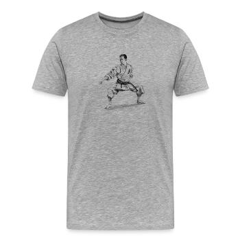 karate - Men's Premium Organic T-Shirt - heather grey - Front - Damien (186cm)