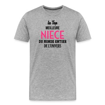 Neveu / Nièce / Famille / Oncle / Tante / Niece - T-shirt bio Premium Homme - gris chiné - Devant - Damien (186cm)