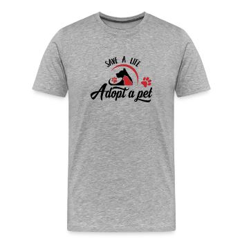 Protection des animaux Sauvetage des animaux Sauvegarder Cadeau Droits des animaux - T-shirt bio Premium Homme - gris chiné - Devant - Damien (186cm)