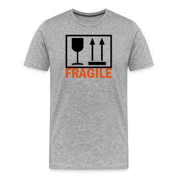 FRAGILE - Men's Premium Organic T-Shirt - heather grey - Front - Damien (186cm)