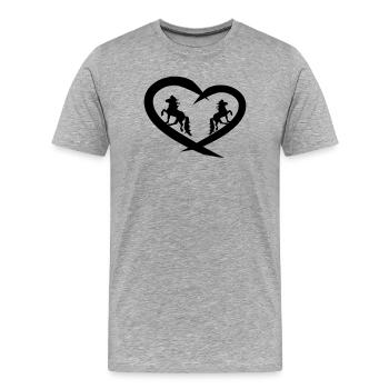 Islandpferde Herz, Islandpferdeliebe - Männer Premium Bio T-Shirt - Grau meliert - Vorne - Damien (186cm)