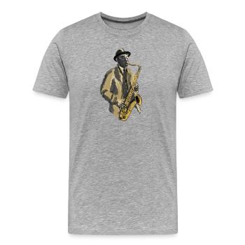 saxophon - Men's Premium Organic T-Shirt - heather grey - Front - Damien (186cm)
