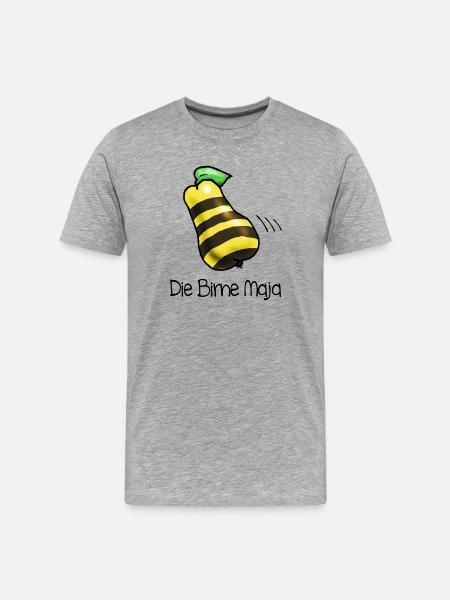 Birne Maja - Männer Premium Bio T-Shirt - Grau meliert
