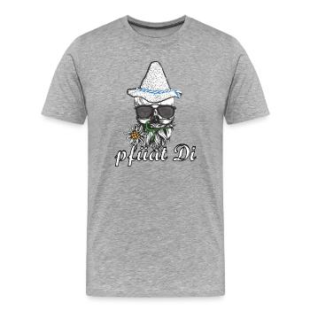 skull and crossbones of Bayer - Men's Premium Organic T-Shirt - heather grey - Front - Damien (186cm)