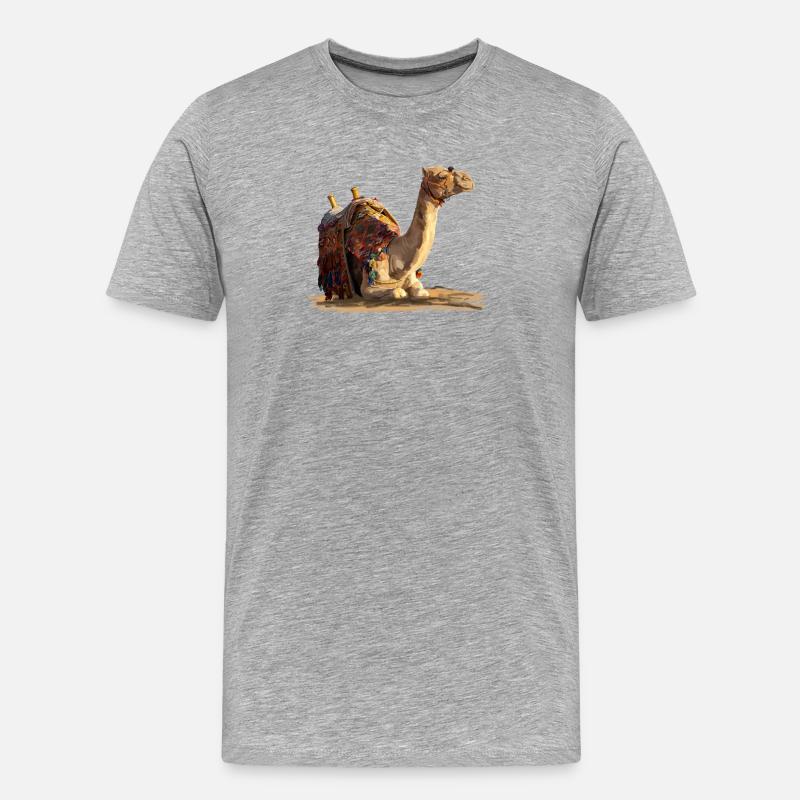 kamel - Männer Premium Bio T-Shirt - Grau meliert