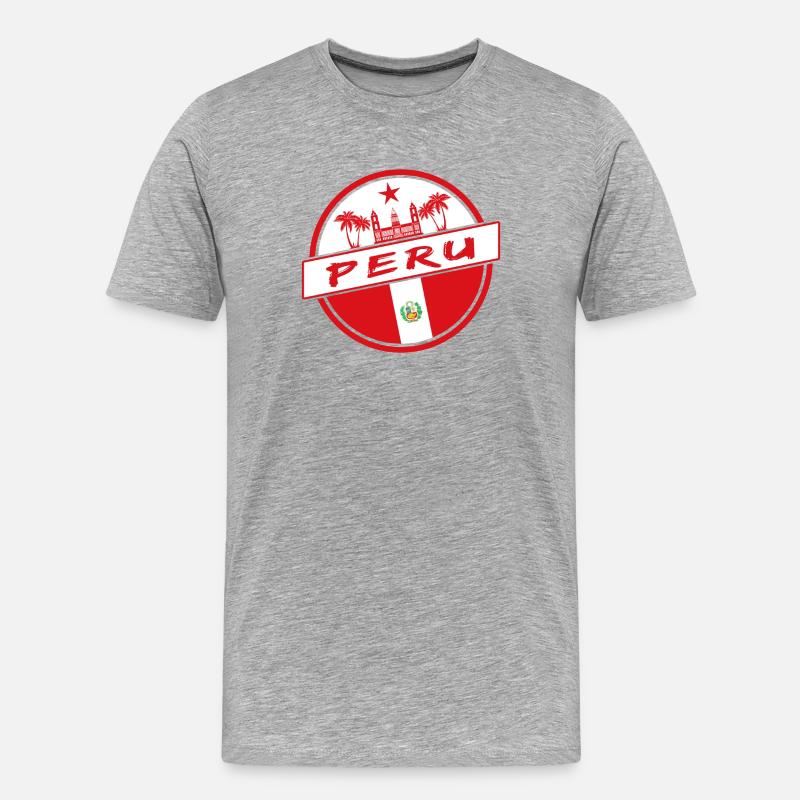 Cercle du Pérou aux couleurs nationales - T-shirt bio Premium Homme - gris chiné