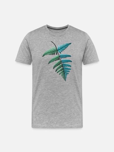 Farn Farnblatt - Männer Premium Bio T-Shirt - Grau meliert