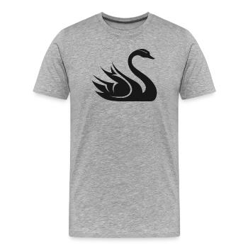 Cygne Symbole Illustration Eau Lac Nature Animal - T-shirt bio Premium Homme - gris chiné - Devant - Damien (186cm)