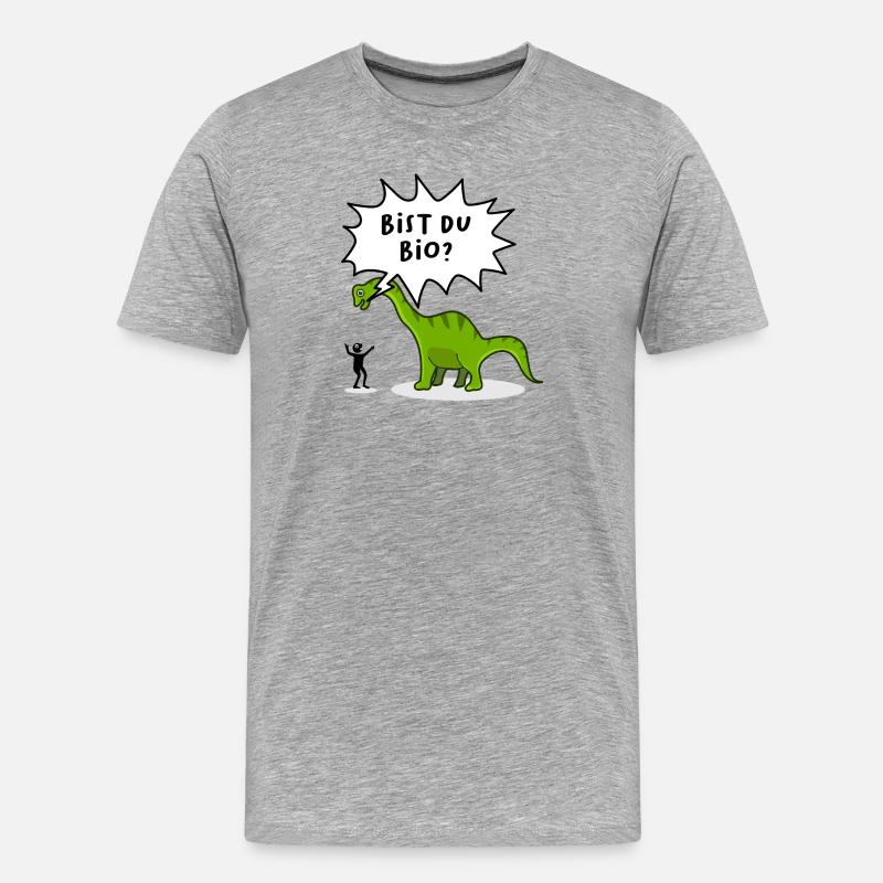 Vegetarisch Dinosaurier Lustig Witzig Spruch Fun - Männer Premium Bio T-Shirt - Grau meliert