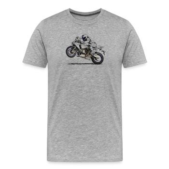 Motorrad - Männer Premium Bio T-Shirt - Grau meliert - Vorne - Damien (186cm)