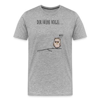 Der fruehe Vogel schwarz - Männer Premium Bio T-Shirt - Grau meliert - Vorne - Damien (186cm)