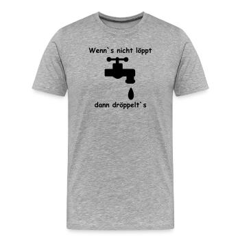 Wasserhahn Schrift Geschenk - Männer Premium Bio T-Shirt - Grau meliert - Vorne - Damien (186cm)