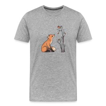 Renard et robin - T-shirt bio Premium Homme - gris chiné - Devant - Damien (186cm)