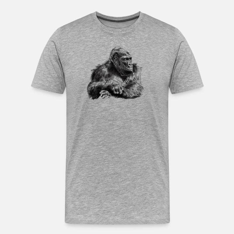 Gorilla - Männer Premium Bio T-Shirt - Grau meliert