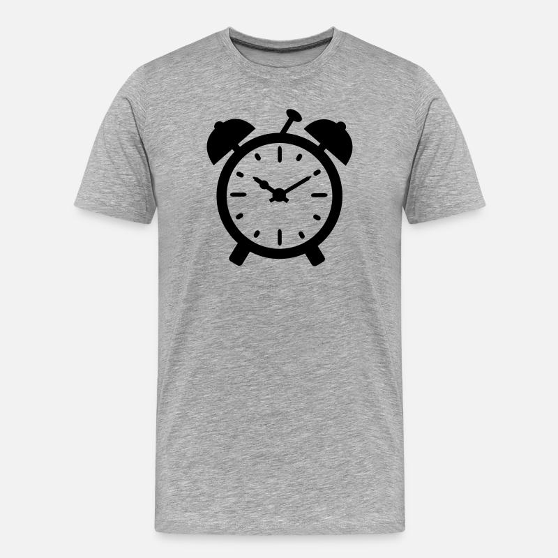 wecker uhr - Männer Premium Bio T-Shirt - Grau meliert