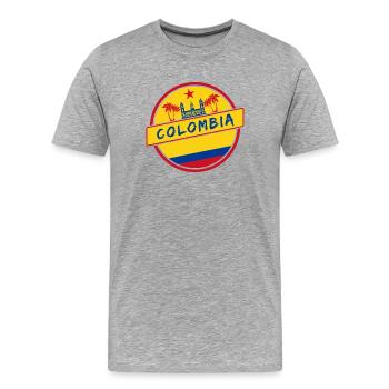Conception de la Colombie avec drapeau national - T-shirt bio Premium Homme - gris chiné - Devant - Damien (186cm)