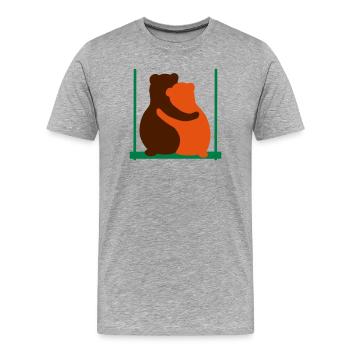Baeren Liebe Schaukel Valentinstag - Männer Premium Bio T-Shirt - Grau meliert - Vorne - Damien (186cm)
