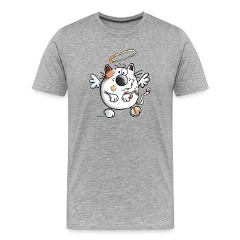 Ange gardien chat - T-shirt bio Premium Homme - gris chiné - Devant - Damien (186cm)