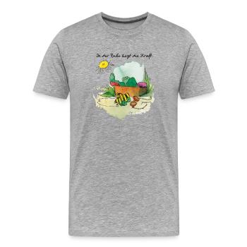 Janosch 'In Der Ruhe Liegt Die Kraft' - Männer Premium Bio T-Shirt - Grau meliert - Vorne - Damien (186cm)