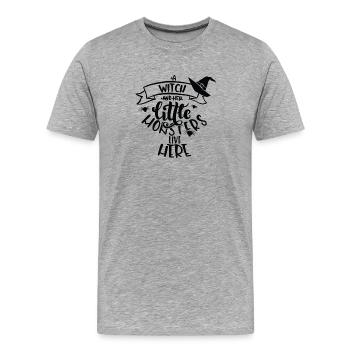Chapeau de sorcière en rotation - T-shirt bio Premium Homme - gris chiné - Devant - Damien (186cm)